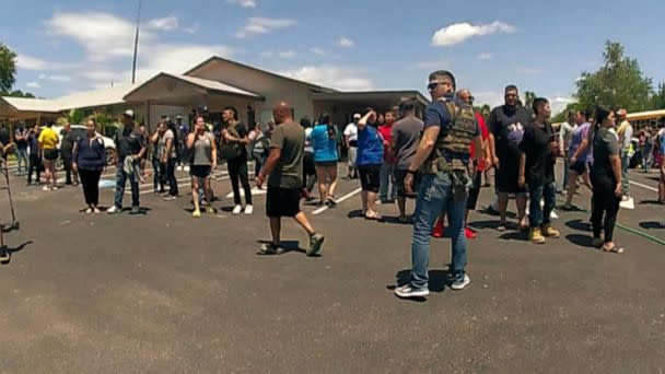 PHOTO: Police body camera footage shows parents outside Robb Elementary school trying to locate their children after a gunman entered the school building. (Obtained by ABC News from Texas Dept. of Public Safety Investigative File)