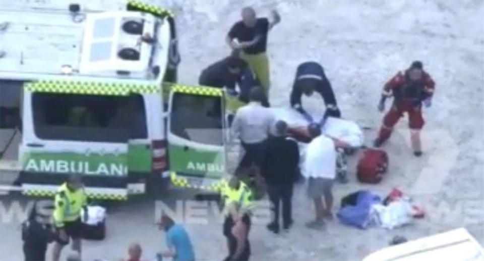 At least three people have been caught up in a dramatic incident on Rottnest Island when a jetty collapsed as they were fishing. Image: 7News