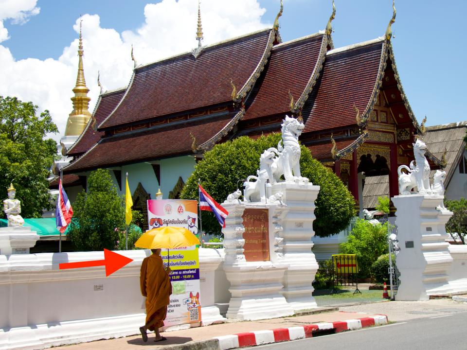 A monk walking to Wat chang Taem in Chiang Mai.