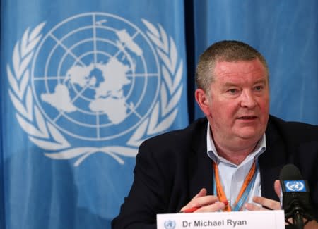 Ryan, Executive Director at the WHO for the Health Emergencies Programme,, attends a news conference on Ebola in Geneva