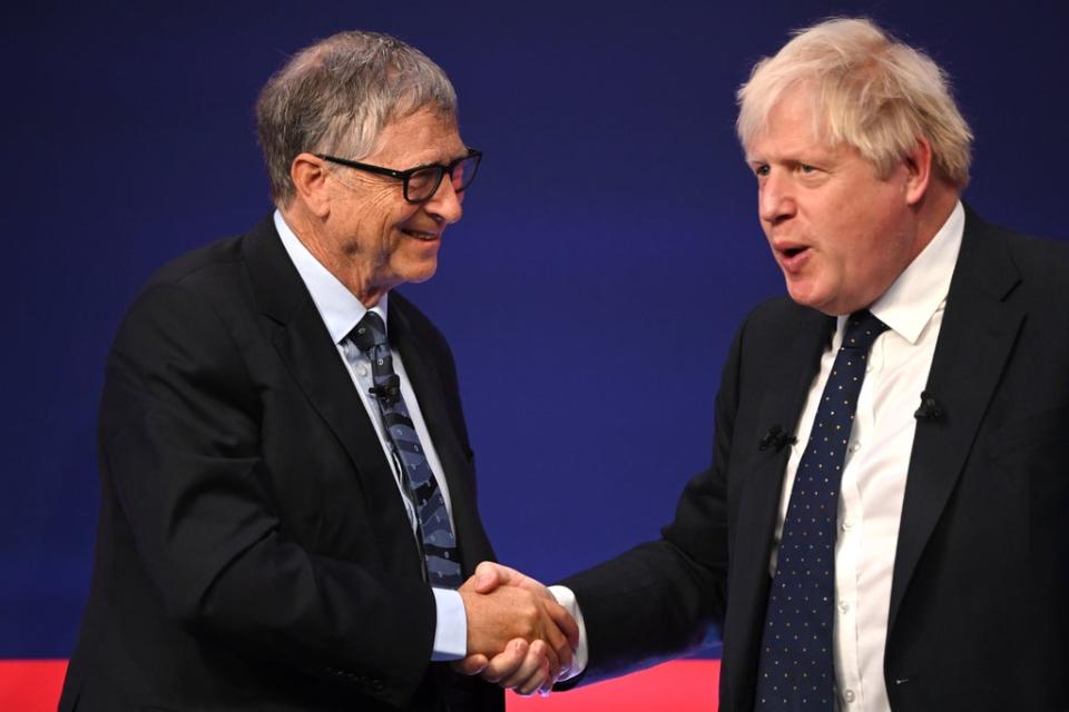 Prime Minister Boris Johnson with American businessman Bill Gates during the Global Investment Summit. Leon Neal/PA (PA Wire)