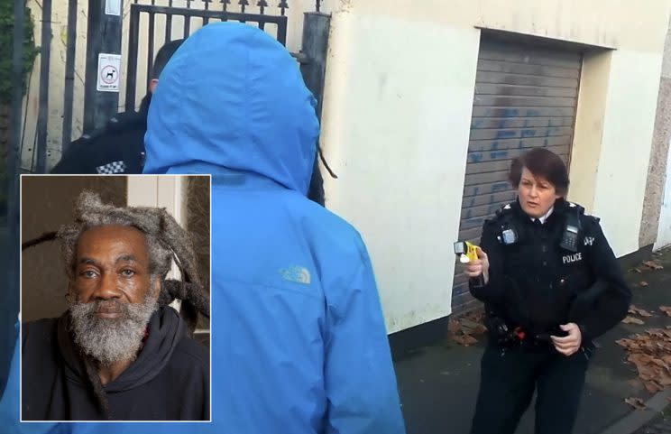 Judah Adunbi was approached by officers outside his own home (SWNS)