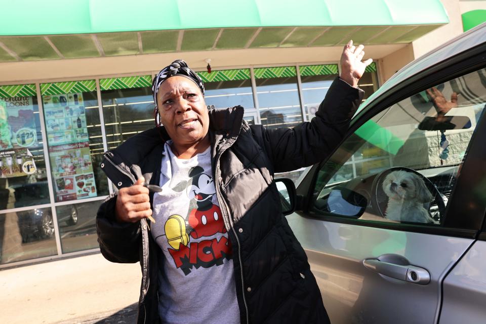 Customer Stephanie Brown is outside the closed Dollar Tree store at 999 North Montello St. in Brockton on Wednesday, Feb. 1, 2023 following a fatal shooting the day before.