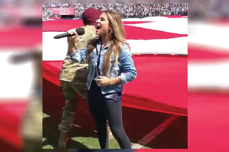 Jessie James Decker insists her NFL husband was tricked into a National Anthem demonstration. (Photo: Facebook/Jessie James Decker)
