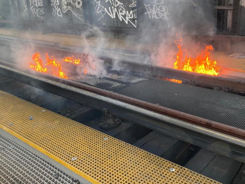 A ‘stray spark’ cause the fire near a railway track in London (Network Rail)