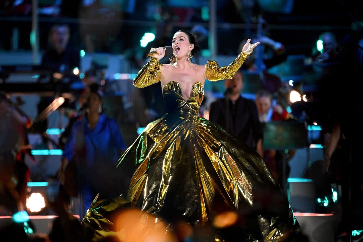 Katy Perry performs at the Coronation Concert held in the grounds of Windsor Castle (Leon Neal/PA) (PA Wire)