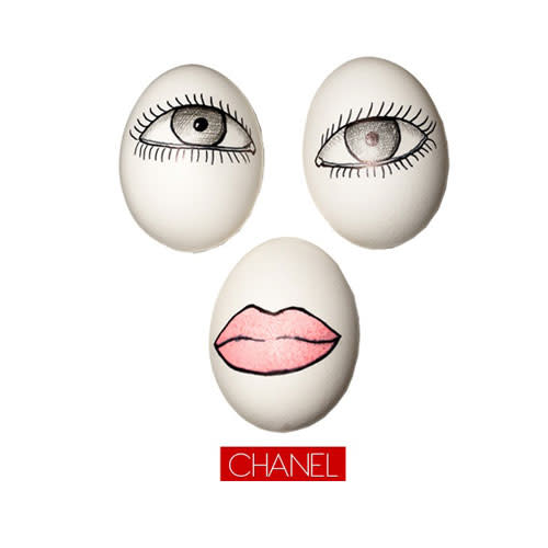 Creative director for Chanel Makeup Peter Philips used a trio of eggs as canvas for a beautifully made-up set of peepers and lips. His advice for creating your own? â€œFind the child in you, have fun,  and be carefulâ€”eggs are fragile!â€