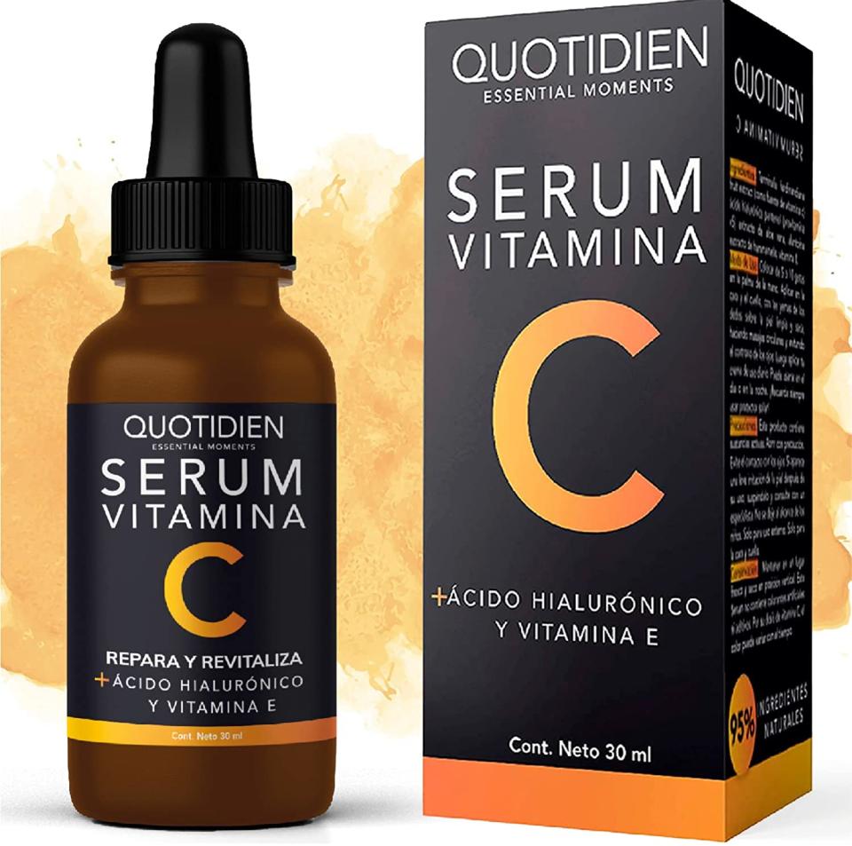 Serum Vitamina C + Ácido Hialurónico + Vitamina E | 95% Ingredientes Naturales | Luminosidad, Hidratación, Firmeza y Tono más Uniforme/Amazon.com.mx