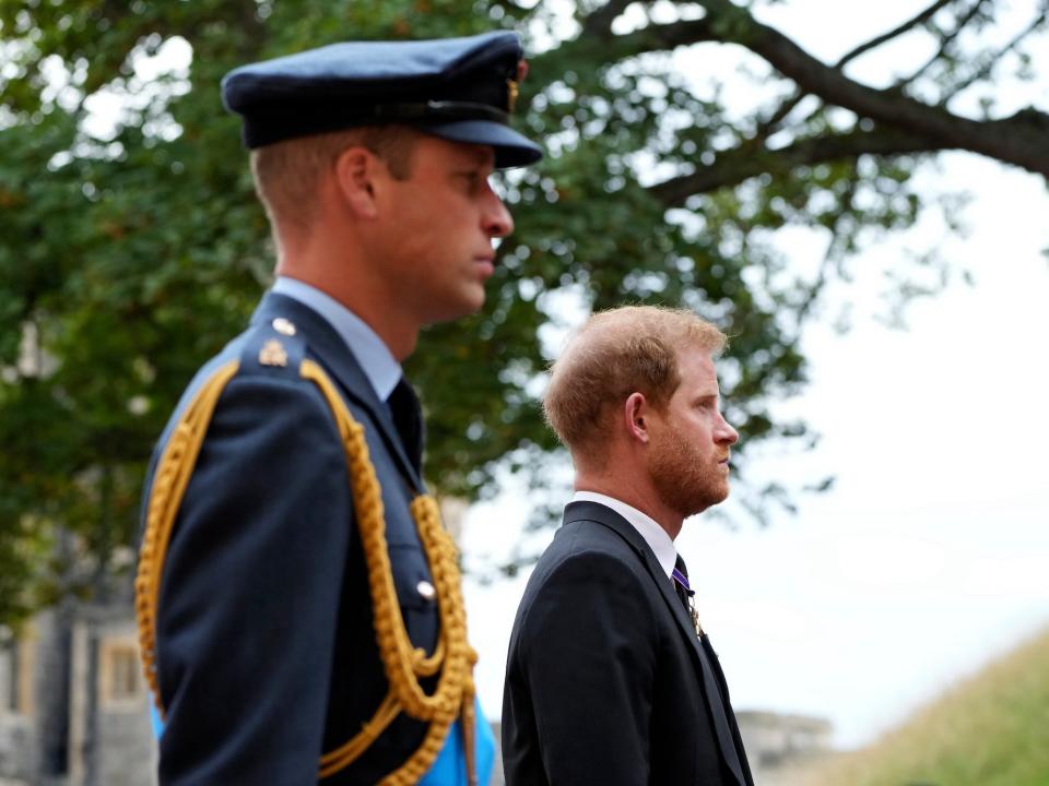 Prince William and Prince Harry at Queen Elizabeth II's funeral