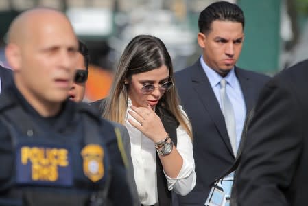 Emma Coronel Aispuro, the wife of Joaquin Guzman, the Mexican drug lord known as "El Chapo", arrives at the Brooklyn Federal Courthouse in New York