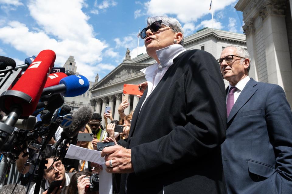 Ghishlaine Maxwell’s lawyer Bobbi Sternheim addresses the press outside the Federal Courthouse in lower Manhattan in New York (Gabriele Holtermann/PA) (PA Wire)