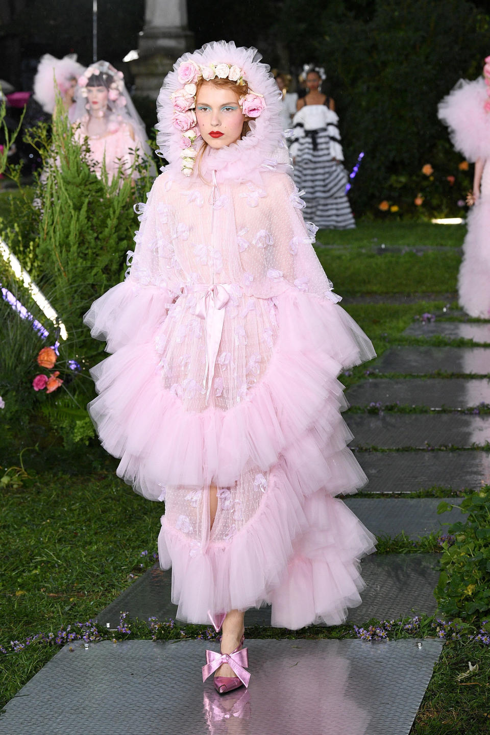 Rodarte's return to NYFW on Sept. 9 was full of pink tulle, ruffles and flowers.&nbsp;