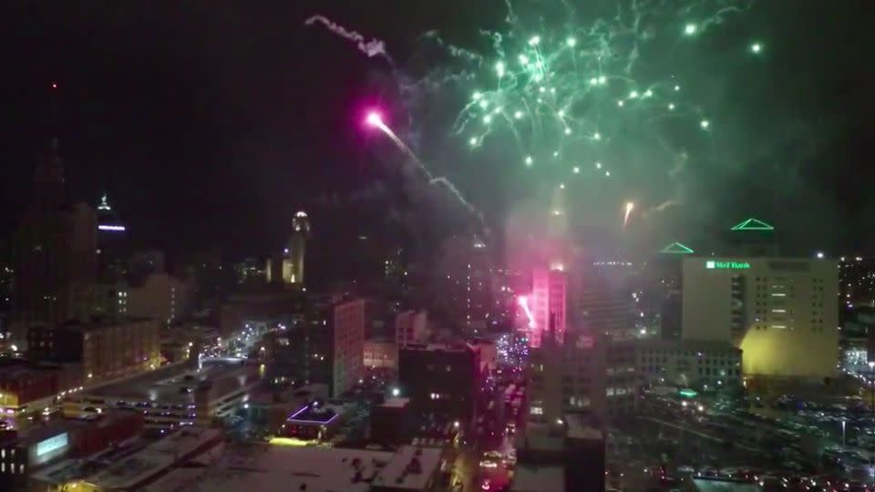 The drone recorded the view above Buffalo on New Year's Eve. Photo: LiveLeak