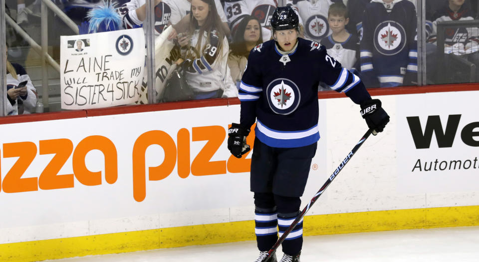 Patrik Laine didn't sound overly confident about playing with the Winnipeg Jets next season. (James Carey Lauder-USA TODAY Sports)