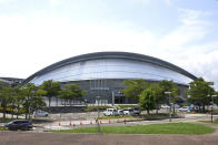 This photo shows Sekisui Heim Super Arena, which was used as a morgue after the 2011 earthquake, also known as the Great East Japan Earthquake, in Rifu, Japan, Thursday, July 29, 2021. The Tokyo Olympics was billed as the “Recovery and Reconstruction Games,” with the torch relay starting in disaster-hit Fukushima and several events held in Fukushima and Miyagi. However, the coronavirus pandemic has disrupted opportunities to showcase the region’s restoration to foreign spectators. (AP Photo/Chisato Tanaka)