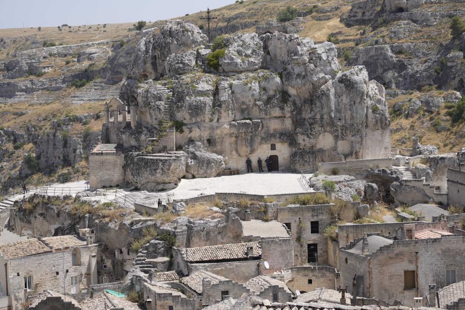 A view of Matera, Italy, where a G20 foreign affairs ministers' meeting is taking place Tuesday, June 29, 2021.(AP Photo/Antonio Calanni)