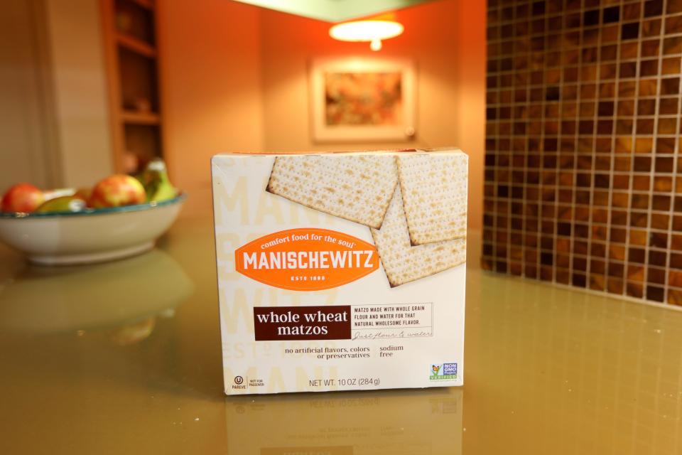 A box of Manischewitz matzo is shown in the home. Thursday, April 7, 2022