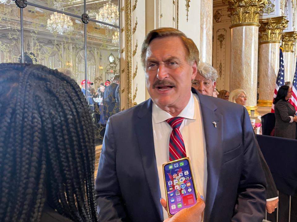 MyPillow CEO Mike Lindell, a staunch Trump ally, took interviews from the media at Mar-a-Lago.