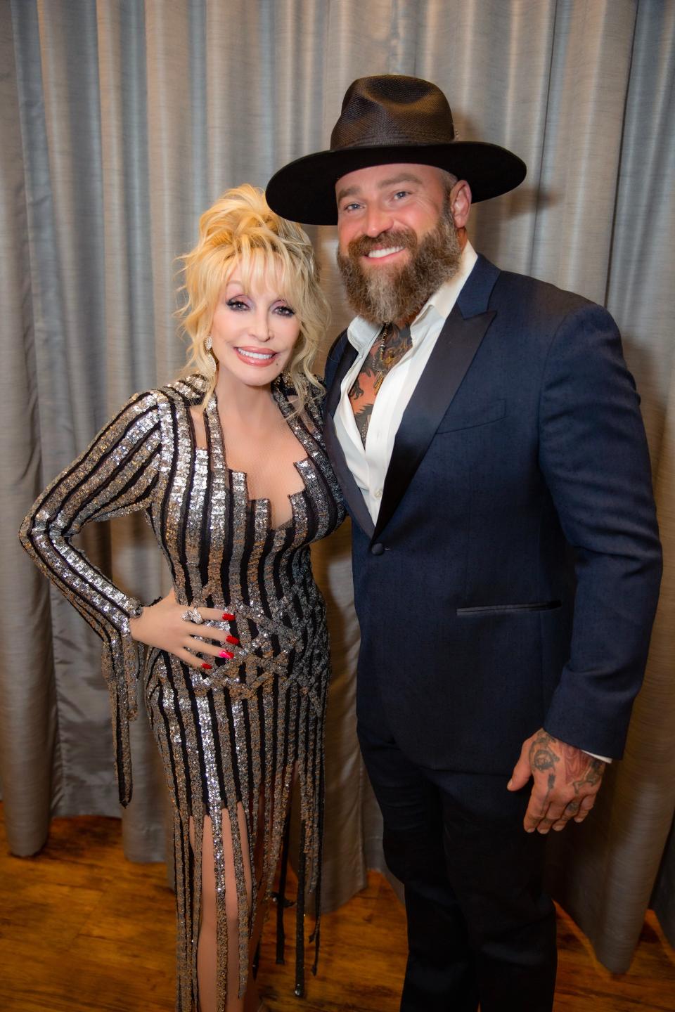 Zac Brown with Dolly Parton prior to her 2022 Rock and Roll Hall of Fame induction