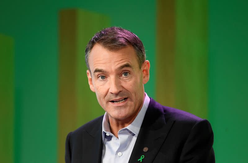 FILE PHOTO: BP's new Chief Executive Bernard Looney gives a speech in central London