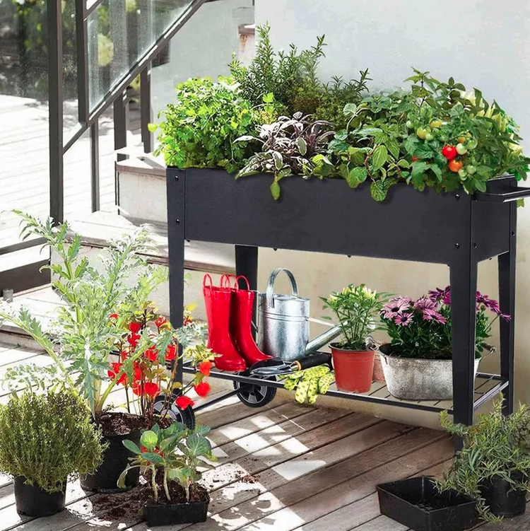 12) Metal Elevated Planter