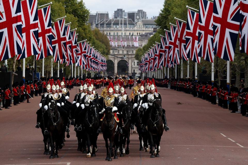 Horse Guards Parade after the State Funeral of Queen Elizabeth II along The Mall on September 19, 2022 in London, England.