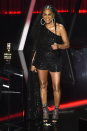 <p>Sheila E. swapped her gold set for this more subtle, shimmery vibe (who else is very here for those snazzy socks?).</p>