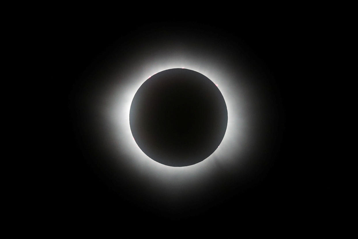 A total solar eclipse is seen from Mazatlán, Mexico on April 8, 2024. (Henry Romero/Reuters)
