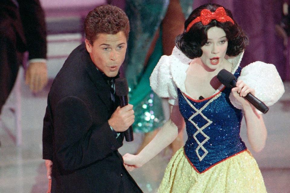 Awkward: Rob Lowe and Snow White's 1989 performance didn't go down well with guests (AP)