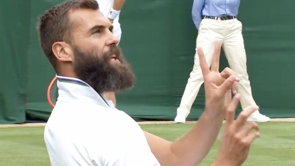 Benoit Paire was unhappy with the chair umpire after being given a code violation for unsportsmanlike conduct.