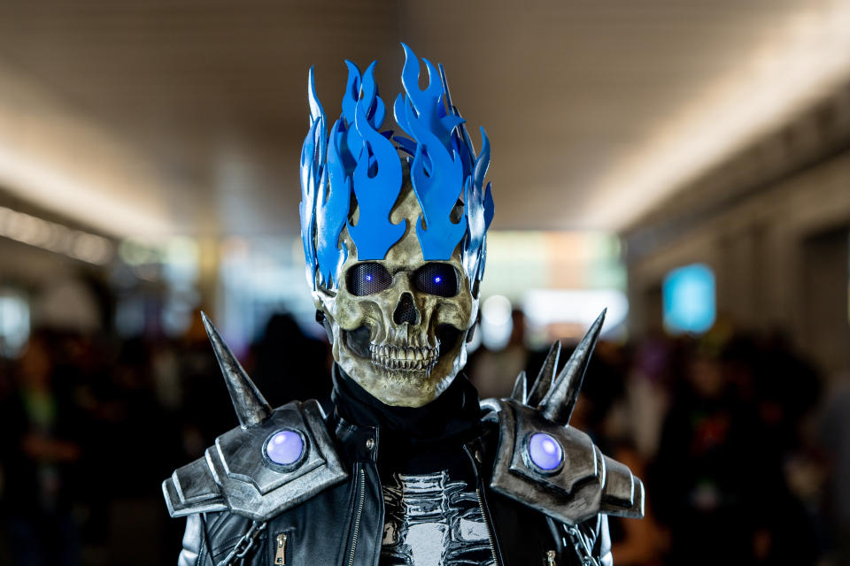 NEW YORK, NY - OCTOBER 05:  A fan cosplays as Ghost Rider form the Marvel Universe during the 2018 New York Comic Con at Javits Center on October 5, 2018 in New York City.  (Photo by Roy Rochlin/Getty Images)