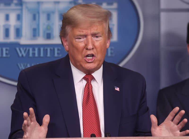 FILE PHOTO: U.S. President Trump leads daily coronavirus briefing at the White House in Washington