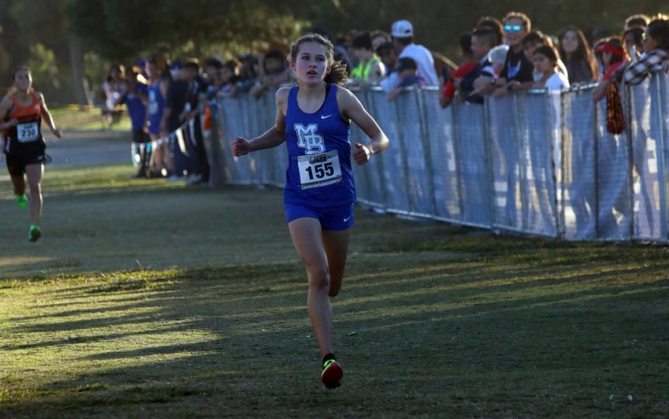 Morro Bay freshman Shelby Taylor won the Division IV race (19:09.02) at the CIF Central Section cross country championships at Woodward Park on Nov. 16, 2023.