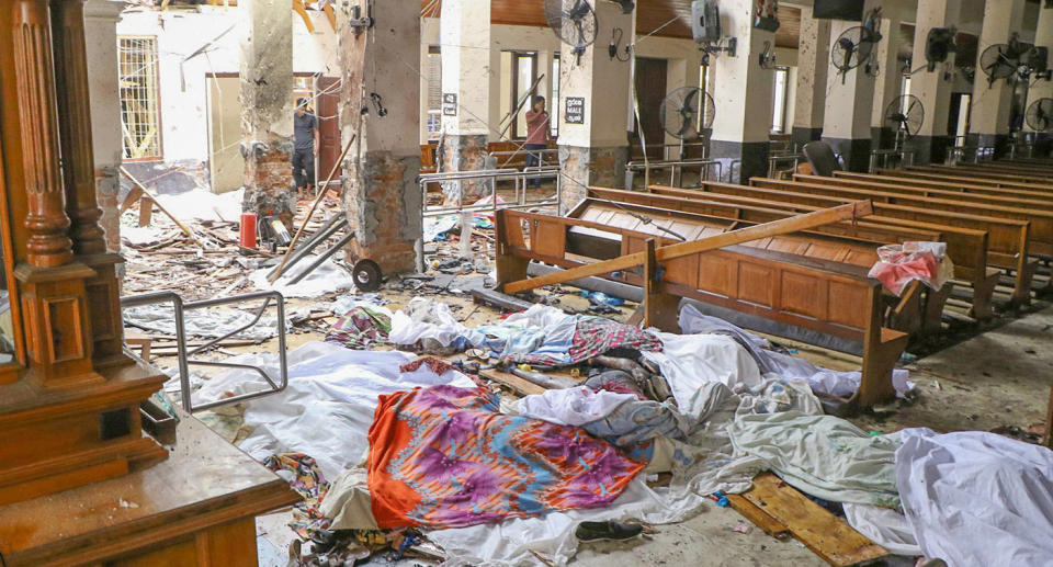  An inside view of the St Anthony's church after an explosion hit.