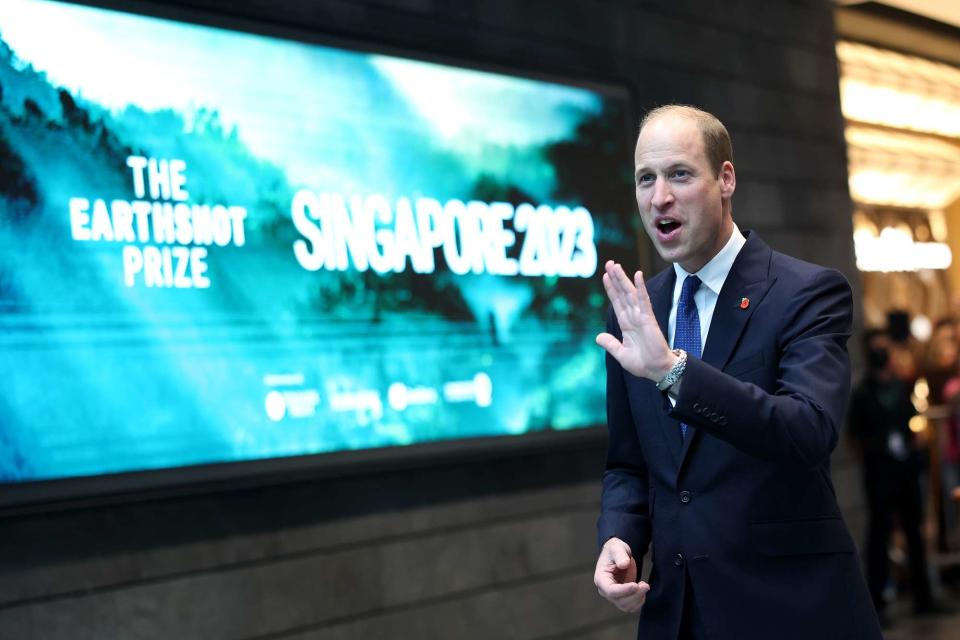 <p>Chris Jackson/Getty</p> Prince William arrives in Singapore.