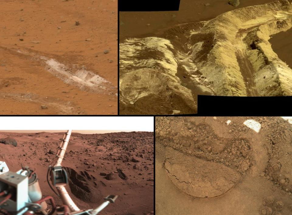 Muestrario de suelos marcianos. A simple vista, no parecen muy apropiados para plantar nada en ellos. <a href="https://science.nasa.gov/resource/a-sampling-of-martian-soils/" rel="nofollow noopener" target="_blank" data-ylk="slk:NASA / JPL-Caltech;elm:context_link;itc:0;sec:content-canvas" class="link ">NASA / JPL-Caltech</a>