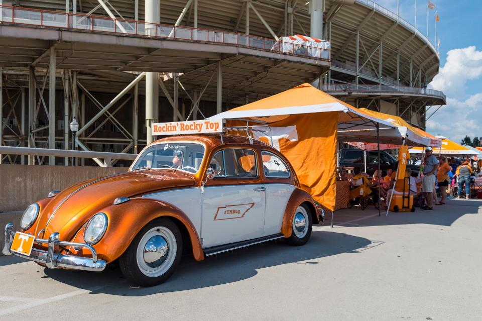 Sep 22, 2018; Knoxville, TN, USA; Fans tailgating outside of Neyland Stadium before a game between the Tennessee Volunteers and Florida Gators. Mandatory Credit: Bryan Lynn-USA TODAY Sports