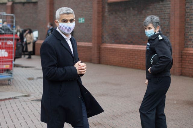 Sadiq Khan in Bethnal Green with Dame Cressida Dick 