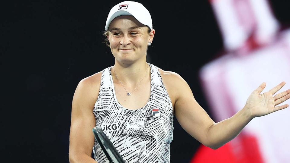 Ash Barty (pictured) smiling after an Australian Open win.