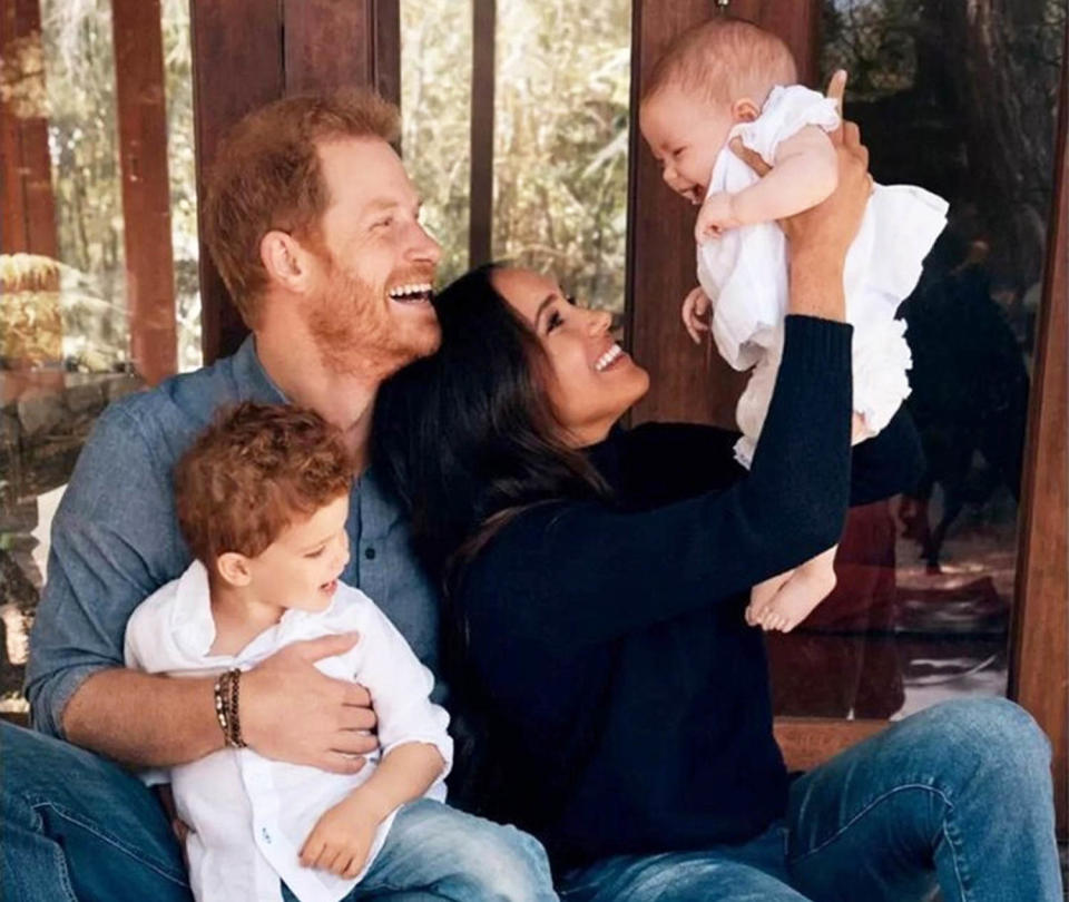 Prince Harry and Meghan Markle with Prince Archie and Princess Lilibet. (Alexi Lubomirski / Courtesy Archewell Foundation)