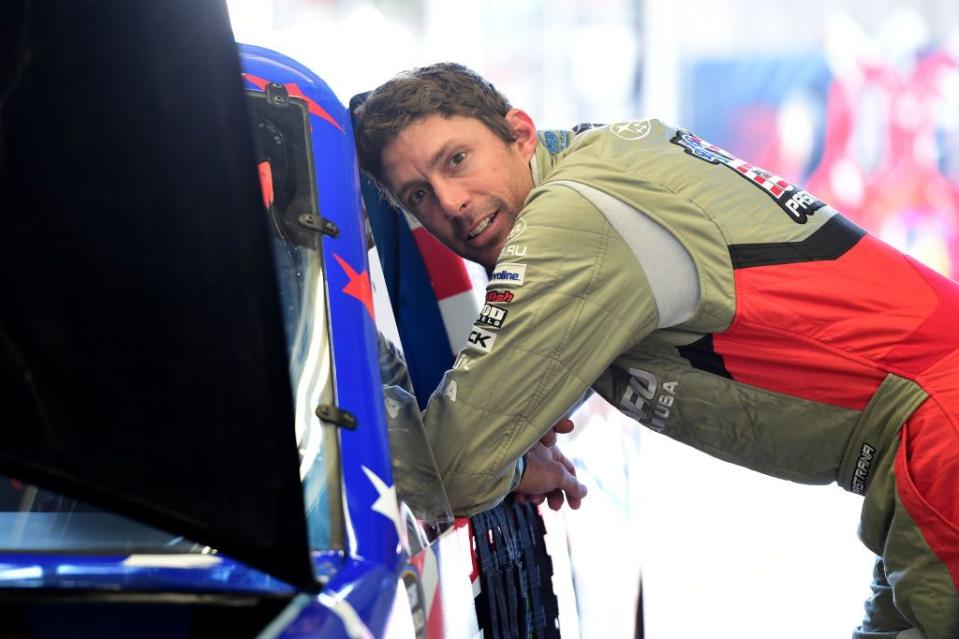 charlotte, nc may 02 travis pastrana, driver of the 45 niece motorsports chevrolet, stands in the garage area during the nascar camping world truck series test session at charlotte motor speedway on may 2, 2017 in charlotte, north carolina photo by jared c tiltongetty images