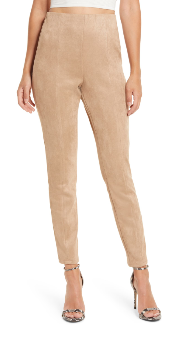 BLANKNYC Faux Suede Leggings in Tan