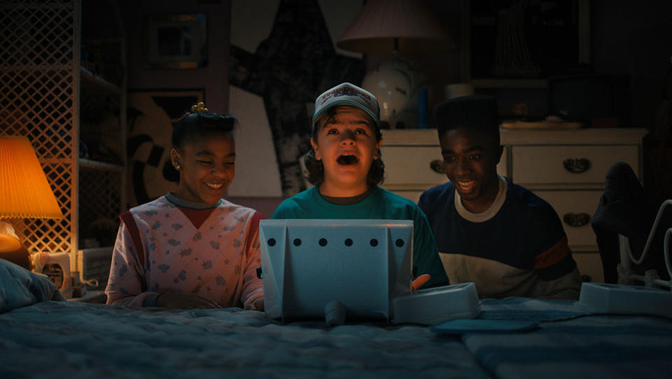 Ferguson as Erica, Matarazzo as Dustin and McLaughlin as Lucas. - Credit: Courtesy of Netflix