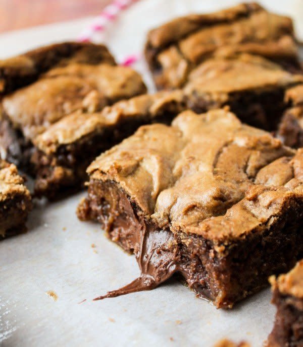 <strong>Get the <a href="http://thefoodcharlatan.com/2014/04/04/nutella-stuffed-browned-butter-blondies/" target="_blank">Nutella Stuffed Browned Butter Blondies recipe</a> from The Food Charlatan</strong>