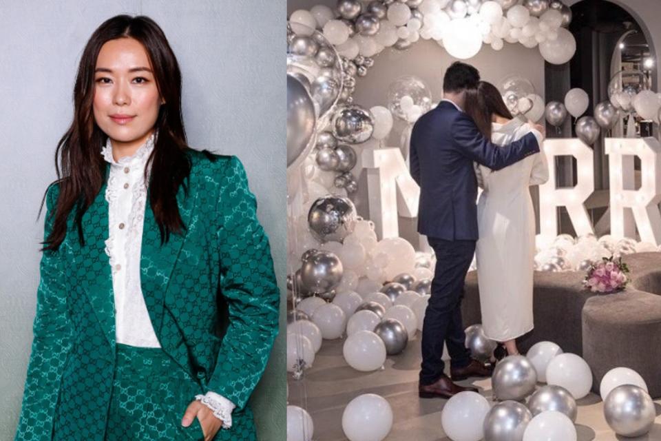 Singapore actress Rebecca Lim announced her engagement to an unknown man with photos of his proposal to her on Instagram on 15 Nov 2021. (Photos: Gucci, Rebecca Lim/Instagram)