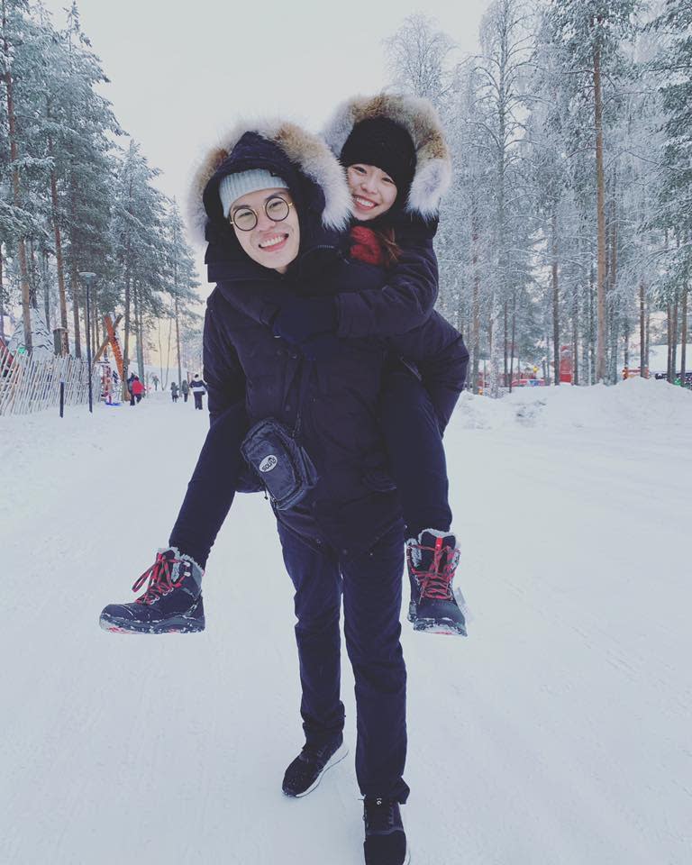 聖結石與老婆嘟嘟2019年曾赴芬蘭旅遊。（圖／翻攝自 聖結石 Saint 臉書）
