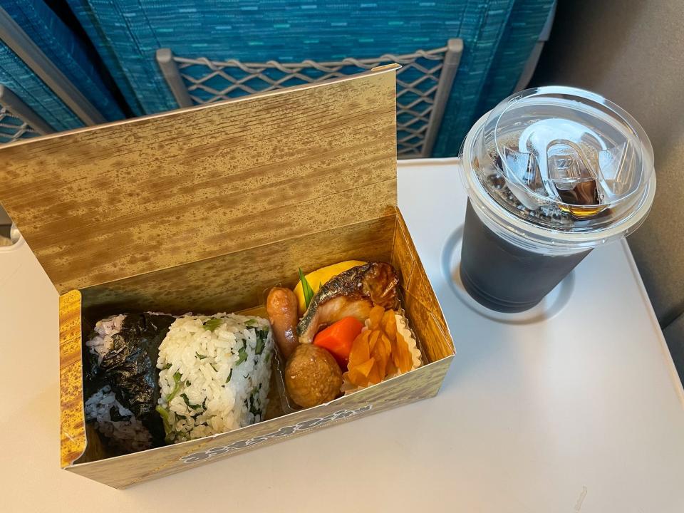 The onigiri bento box Insider's author purchased on a bullet train.