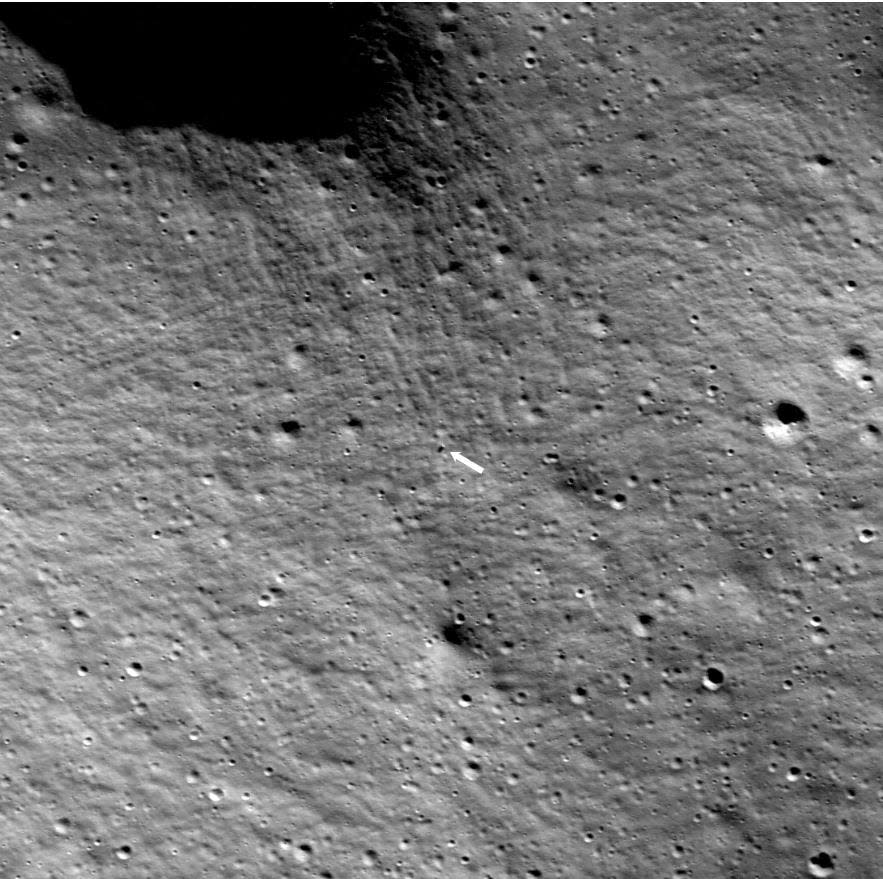 An image of the Intuitive Machines' Nova-C lander, called Odysseus, on the Moon's surface Saturday captured by NASA's Lunar Reconnaissance Orbiter.