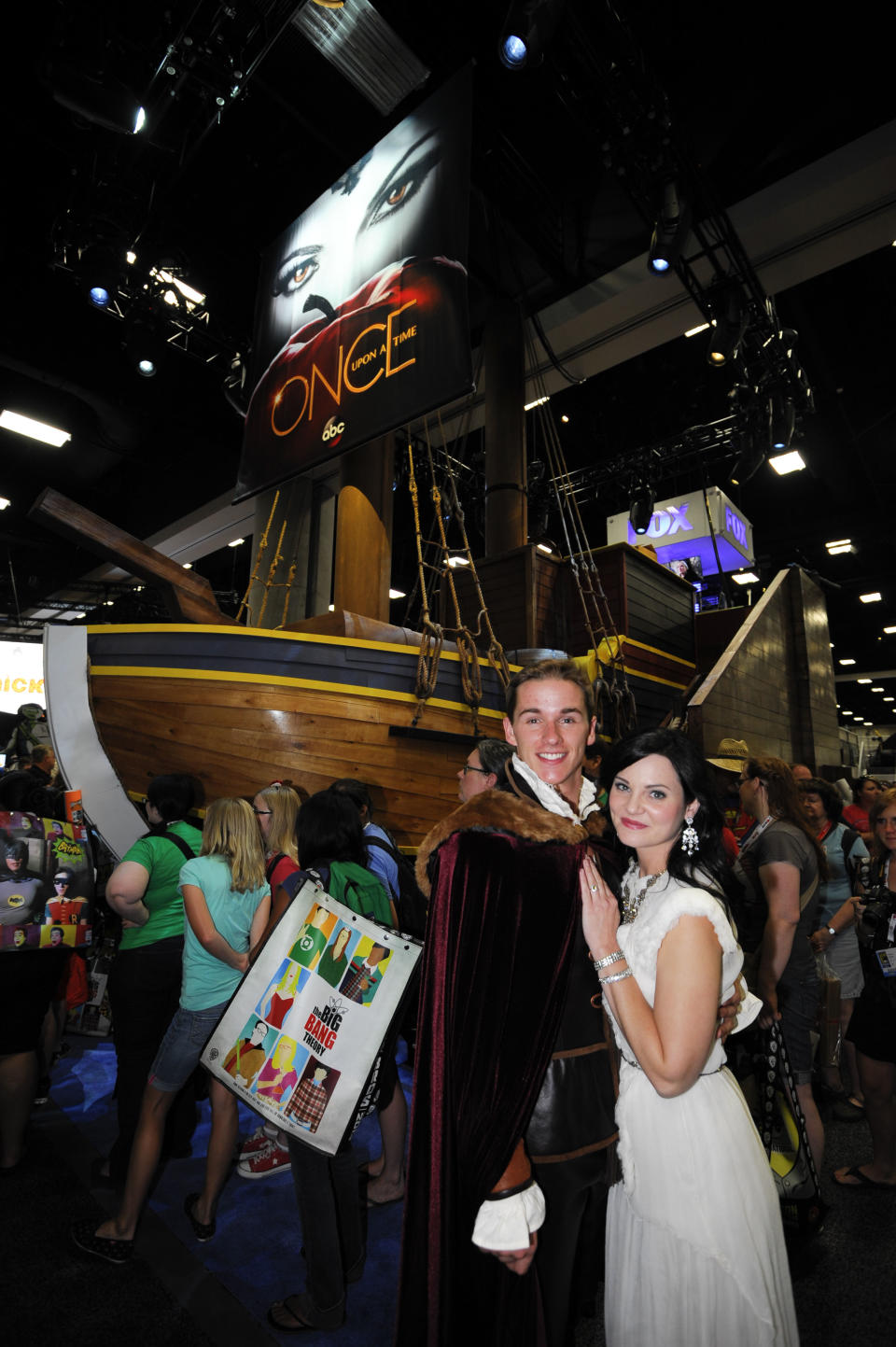 Characters from ABC's "Once Upon a Time" pose in front their ship at the ABC booth during the Preview Night event on Day 1 of the 2013 Comic-Con International Convention on Wednesday, July 17, 2013 in San Diego. (Photo by Denis Poroy/Invision/AP)