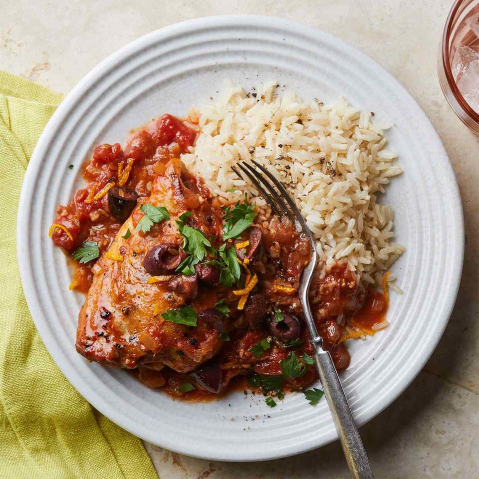 Braised Chicken Thighs with Olive, Orange & Fennel